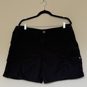 Lightweight Black Cargo Shorts Elastic Back Waist Size 18
